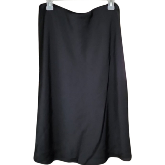 RM Rebecca Minkoff NWT‎ Black Satin Midi Skirt Women's Large - Picture 1 of 6